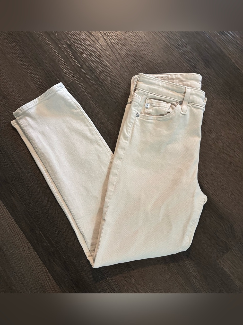 AG Adriano Goldschmied Mari Mid Rise Slim Straight Crop Jeans in Pumice Sz 28 - Picture 2 of 7